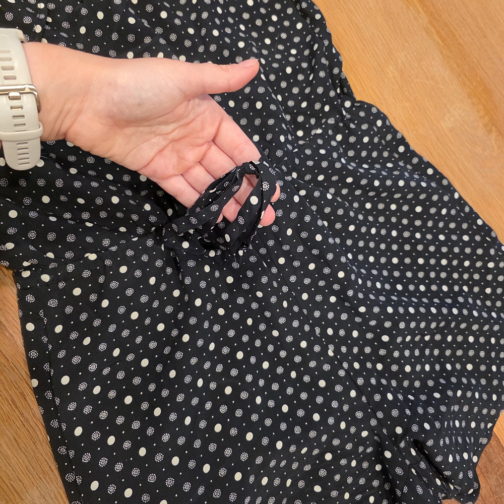 Madewell Silk Petal Play Romper Black Polka Dot Size XXS - Picture 7 of 9